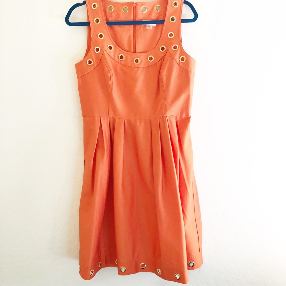 Calvin Klein Orange Gold Midi Dress size 8